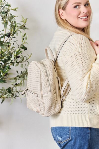 Bria PU Leather Woven Backpack