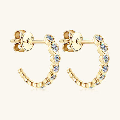 Inlaid Moissanite Sterling Silver C-Hoop Earrings