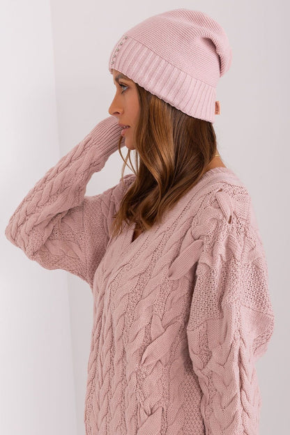 Deco Pearl Texture Beanie - Light Pink