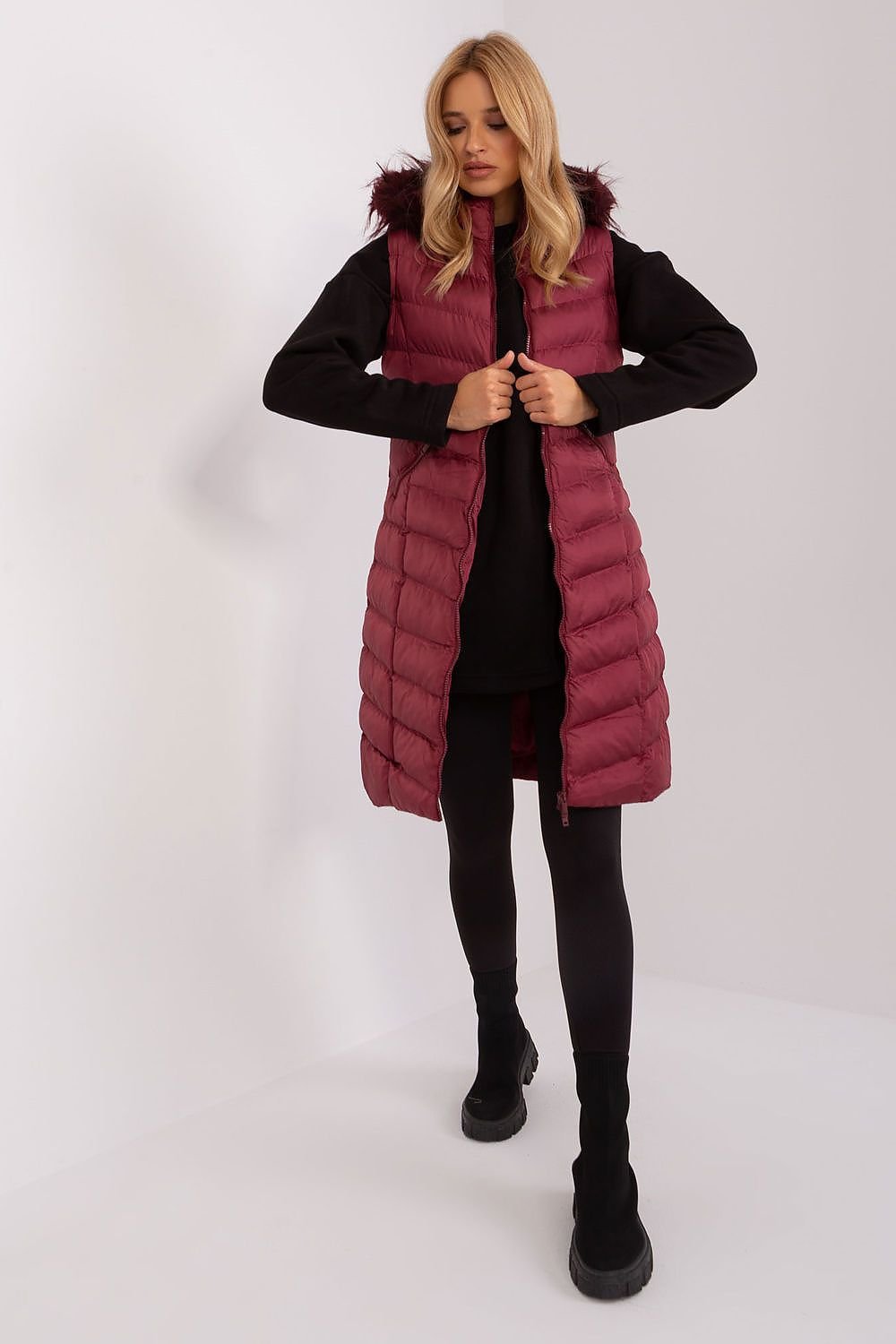 Fur-lined Hooded Women's Puffer Gilet