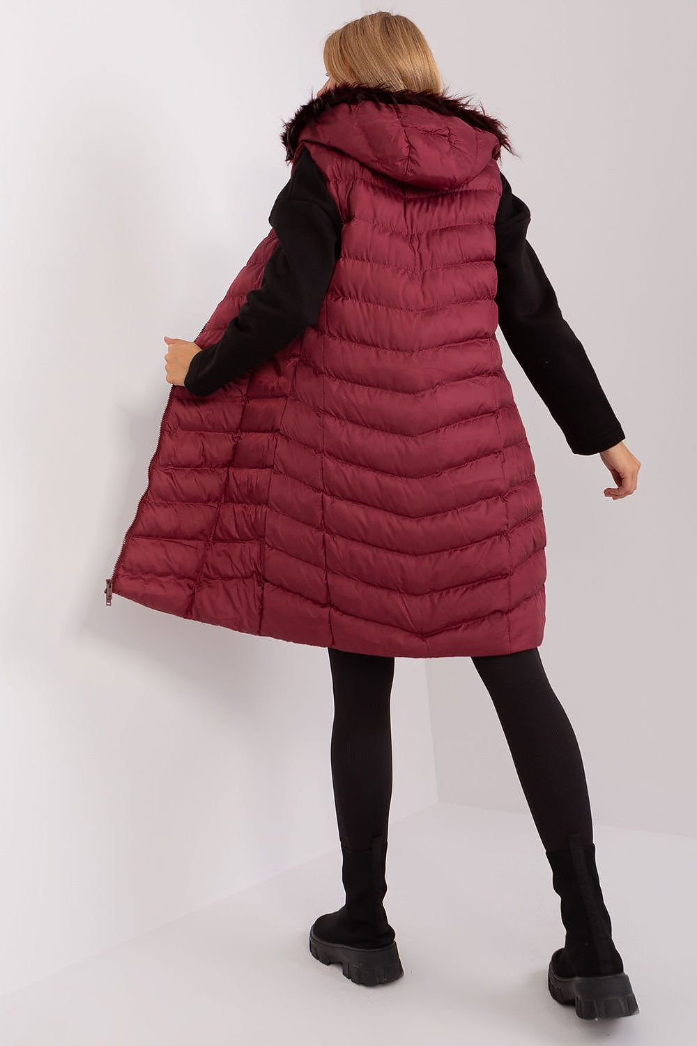 Fur-lined Hooded Women's Puffer Gilet