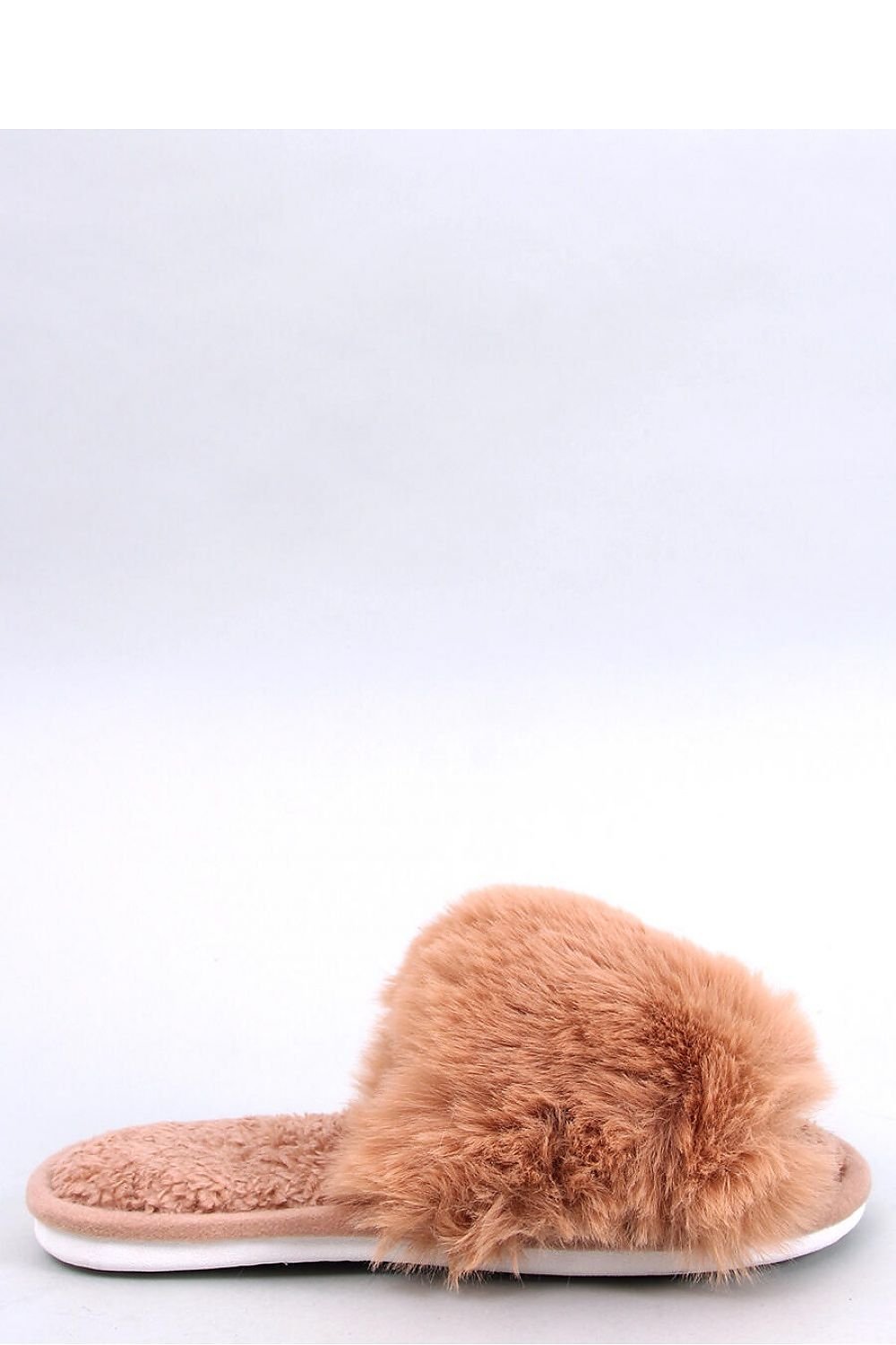 Pasha Fuzzy Faux Fur Open Toe Slippers - Caramel