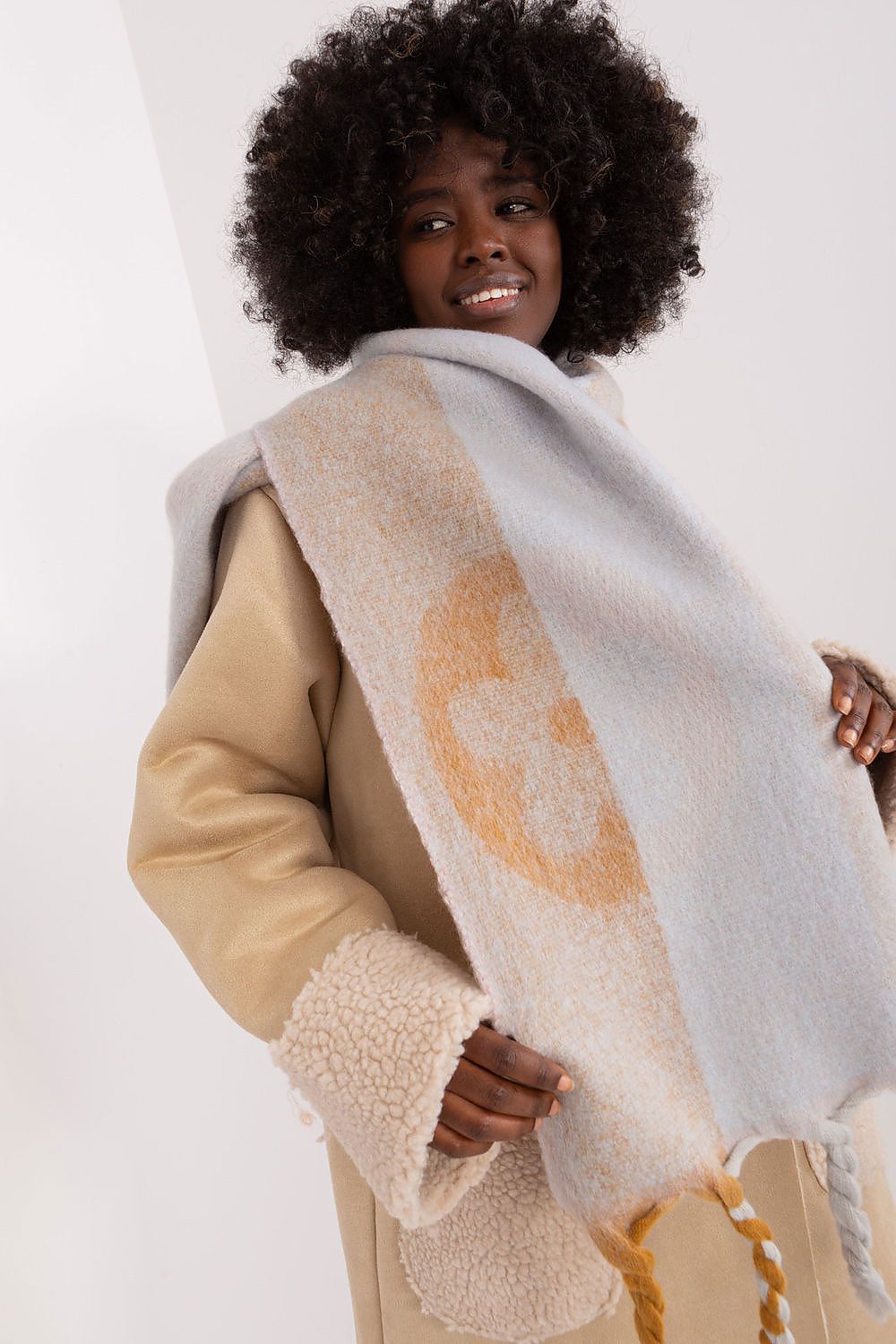 Wheaton Shawl Scarf - Light Tan Multi