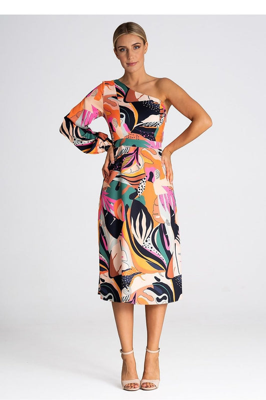 Simple One Shoulder Dress - Tropic Multi