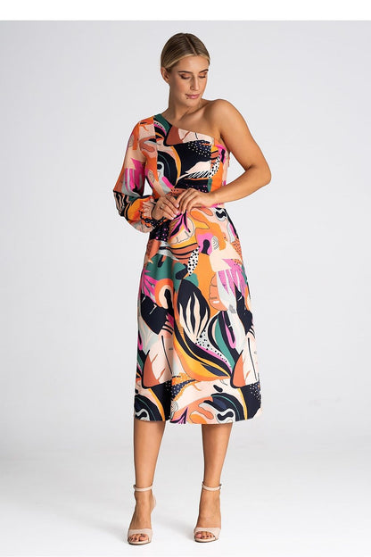 Simple One Shoulder Dress - Tropic Multi