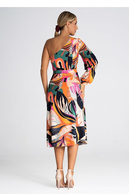 Simple One Shoulder Dress - Tropic Multi