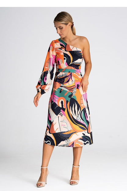 Simple One Shoulder Dress - Tropic Multi