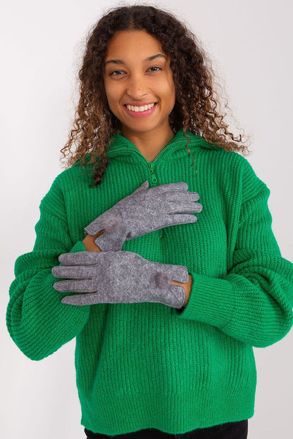 Charlotte Insulated Cotton PomPom Wrist Gloves - Heather Gray