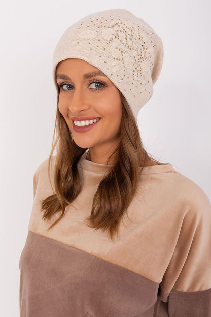 Flora Cashmere Beanie Hat -Ecru