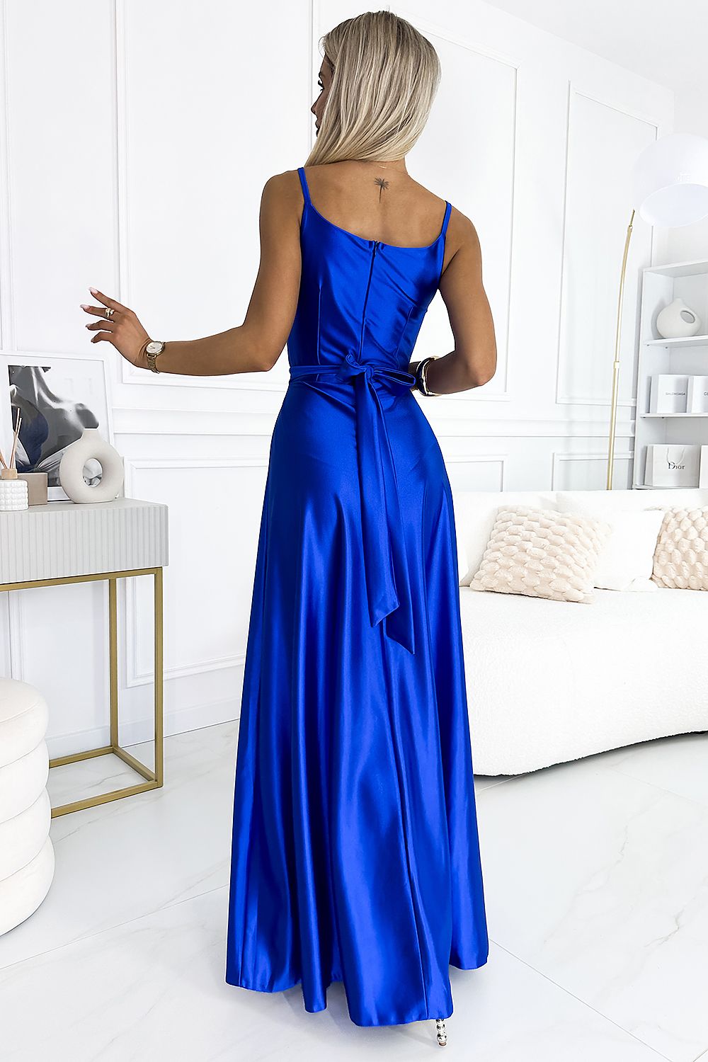 V Neck Maxi Spaghetti Strap Evening Dress