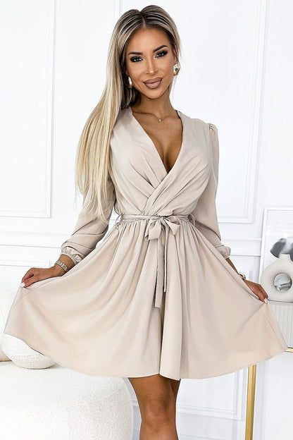 Natalya Deep-V Wrap Dress - Ecru