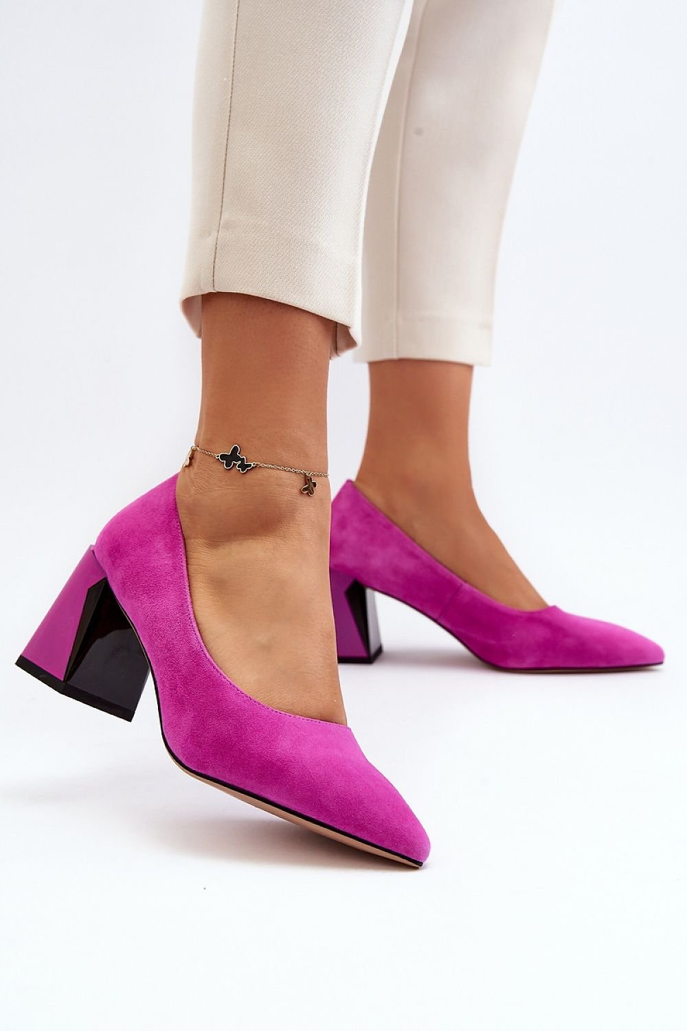 Mid Block Heel Pumps - Pink