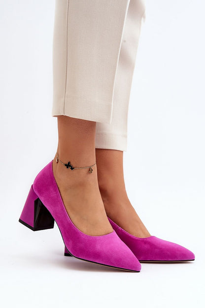 Mid Block Heel Pumps - Pink