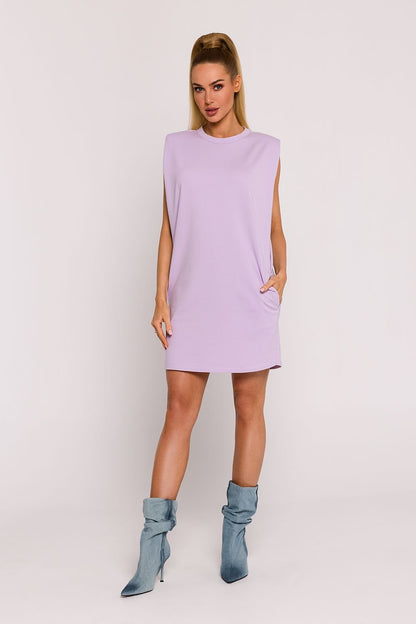 Cotton Sleeveless Padded Tailored Daydress - Lavender