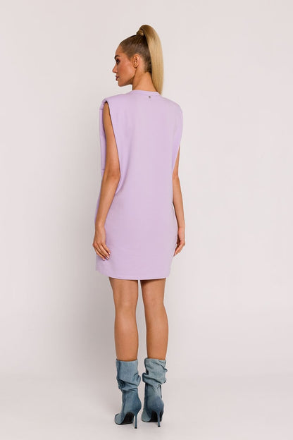 Cotton Sleeveless Padded Tailored Daydress - Lavender