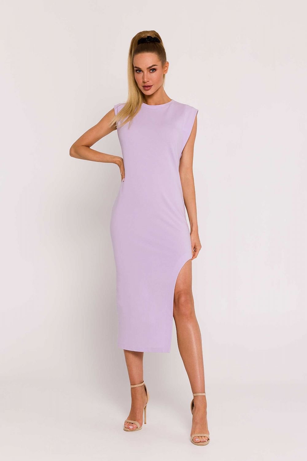 Xochitl Modern Sleeveless Side Cut Midi Dress - Lavender