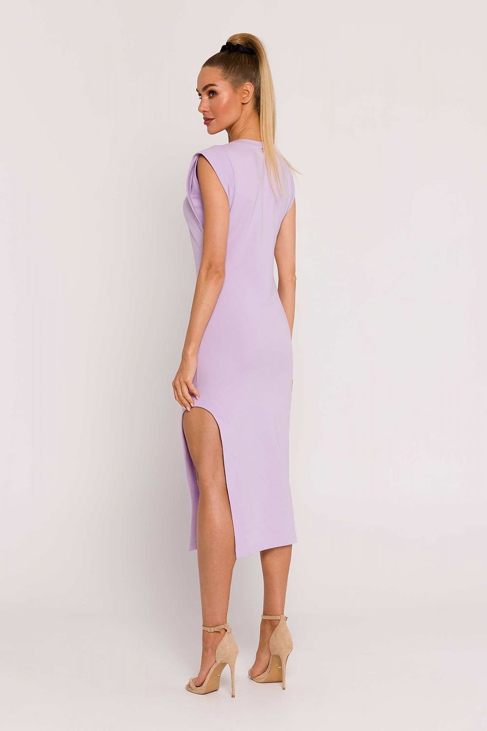 Xochitl Modern Sleeveless Side Cut Midi Dress - Lavender