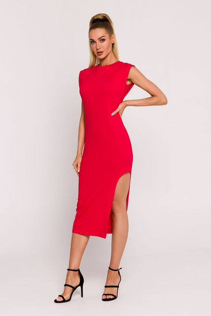 Xochitl Modern Sleeveless Side Cut Midi Dress - Red