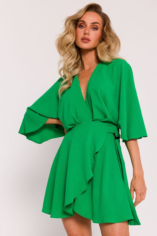 Alina Crepe Wrap Front Daydress - Green