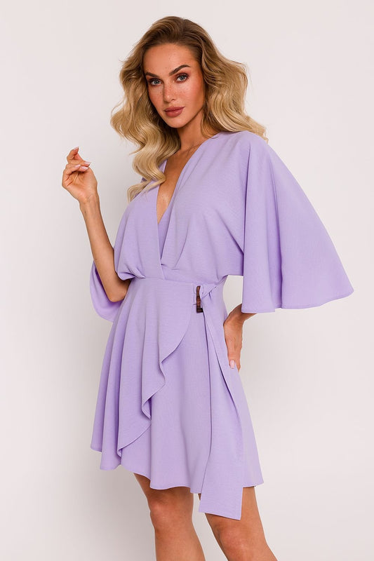 Alina Crepe Wrap Front Daydress - Lavender