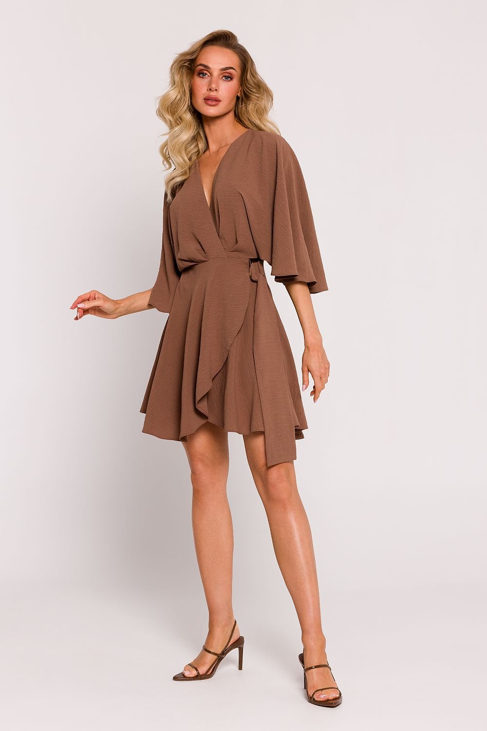 Alina Crepe Wrap Front Daydress - Chestnut