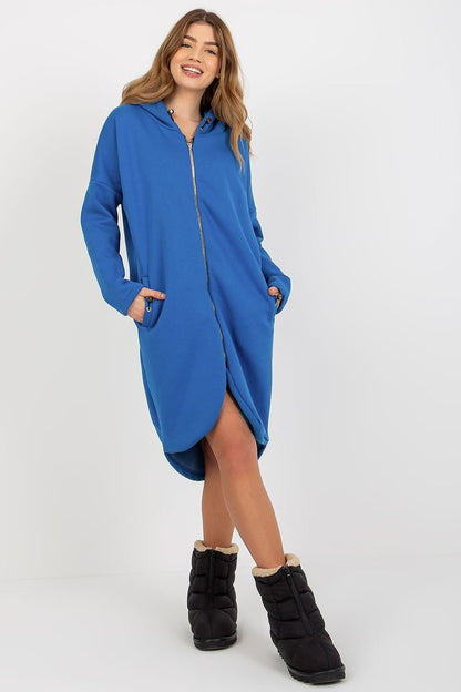 Long Zipped Hoodie Sweatshirt - Blue