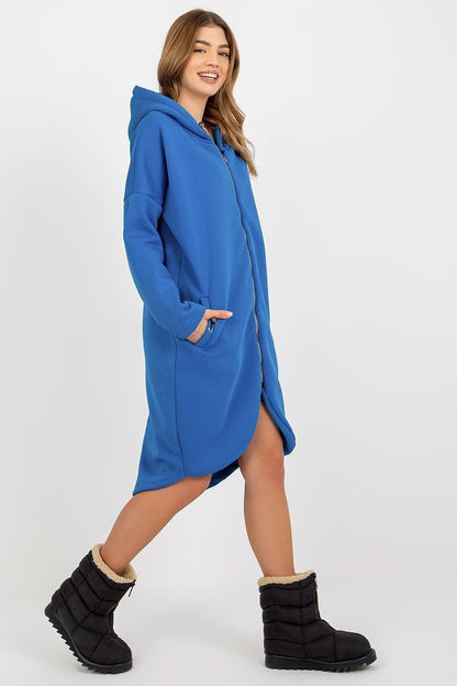 Long Zipped Hoodie Sweatshirt - Blue