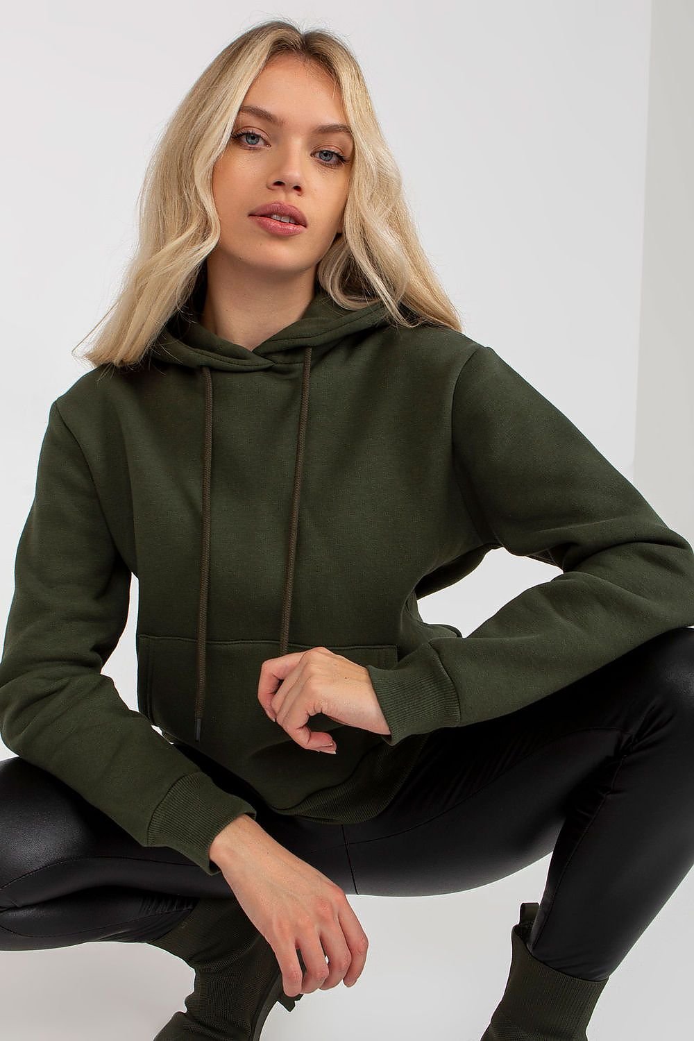 Basic Cotton Hoodie Sweatshirt - Forest Green