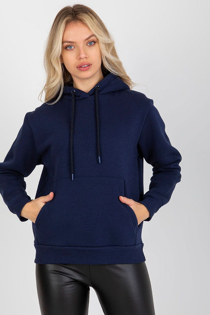 Basic Cotton Hoodie Sweatshirt  - Navy Blue