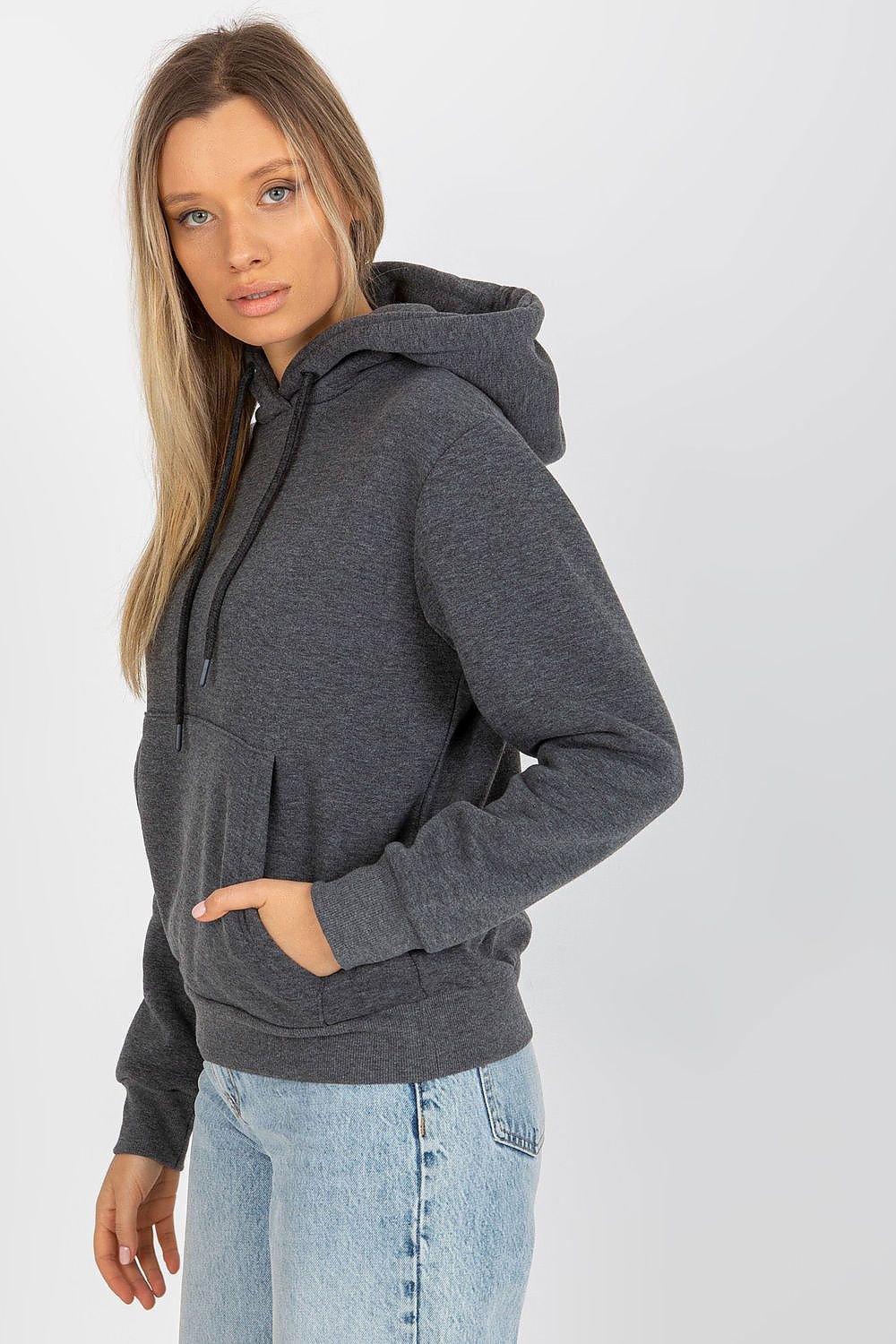 Basic Cotton Hoodie Sweatshirt - Dark Heather Gray