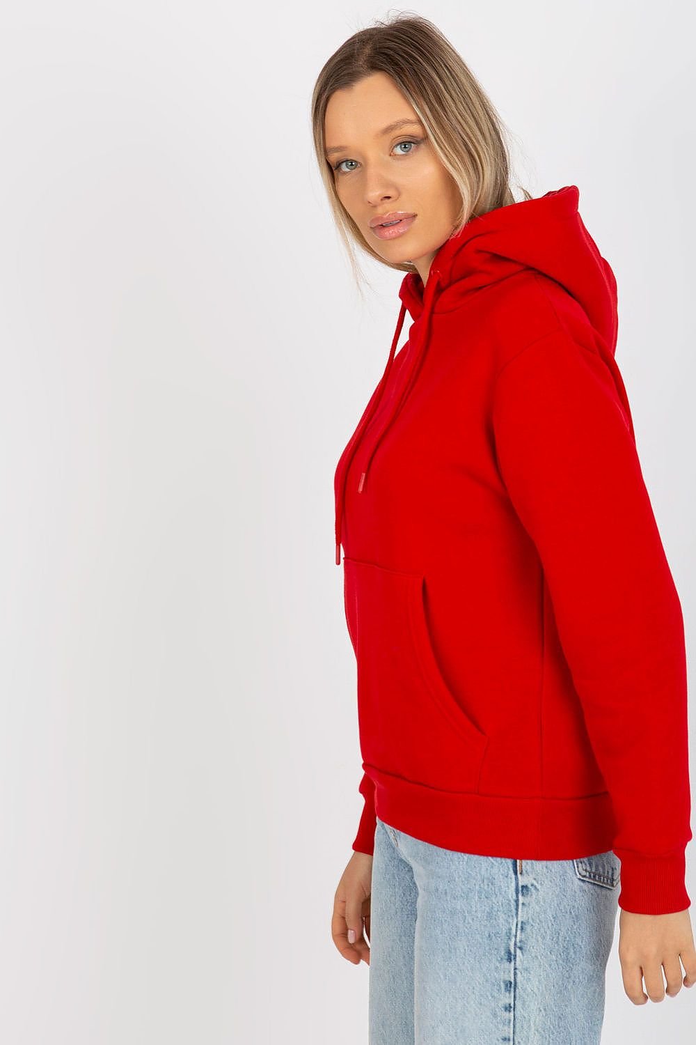 Basic Cotton Hoodie Sweatshirt - Red