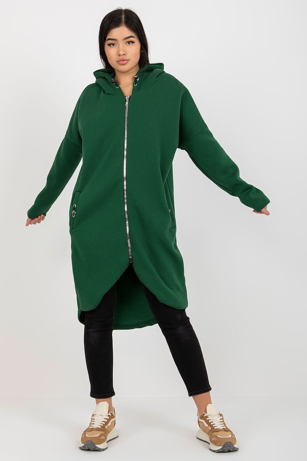 Long Zipped Hoodie Sweatshirt - Forest Green