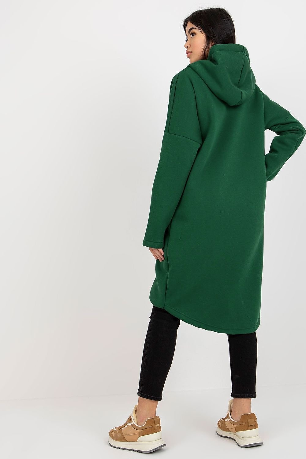 Long Zipped Hoodie Sweatshirt - Forest Green