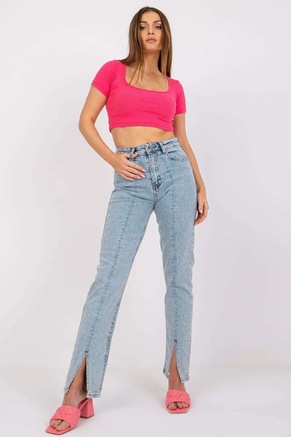 Fitted Cropped Ribbed T-shirt - Neon Pink