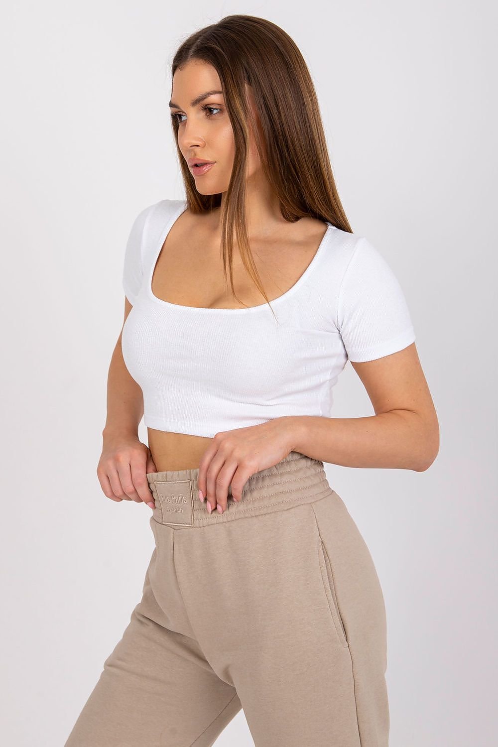 Fitted Cropped Ribbed T-shirt - White