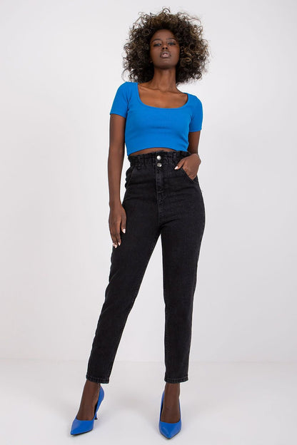 Fitted Cropped Ribbed T-shirt - Neon Blue