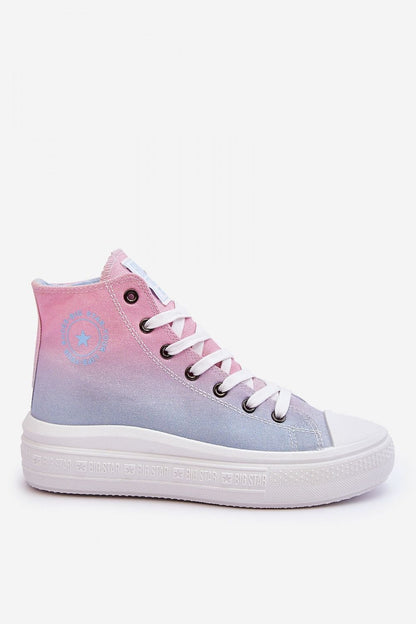 High Top Ombre Platform Sneakers - Blue Pink