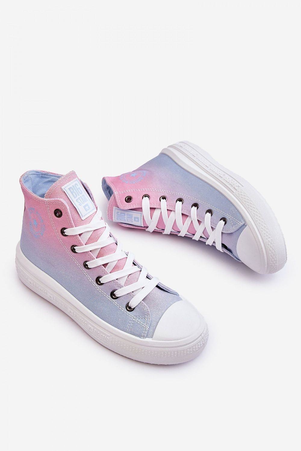 High Top Ombre Platform Sneakers - Blue Pink