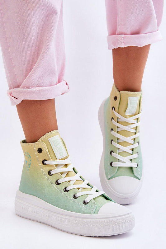 High Top Ombre Platform Sneakers - Seafoam Mango