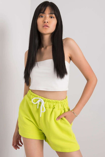 Breezy Cotton Waist Tie Shorts - Neon Yellow