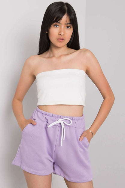 Breezy Cotton Waist Tie Shorts - Lavender