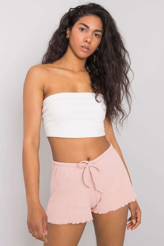 Cotton Tie Waist Short Shorts - Light Pink