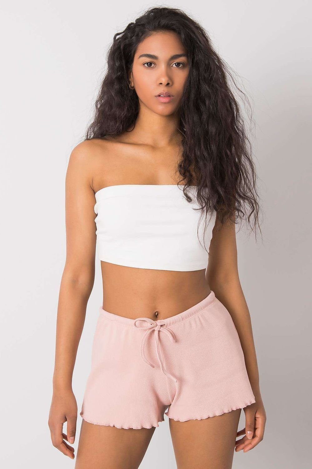 Cotton Tie Waist Short Shorts - Light Pink