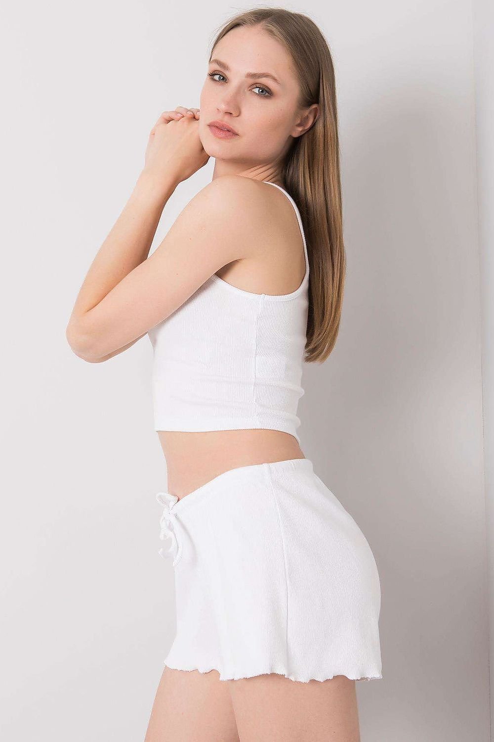 Cotton Tie Waist Short Shorts - White