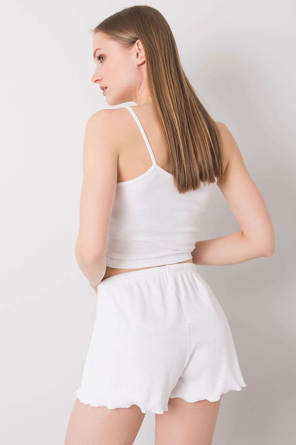 Cotton Tie Waist Short Shorts - White