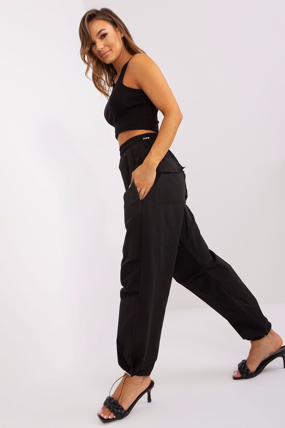 Parachute Drawstring Pants - Black