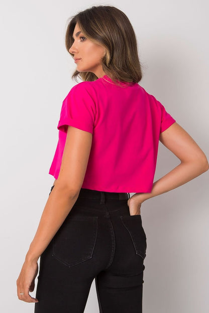 90's Cotton Cropped Crew Neck Tee - Haute Pink