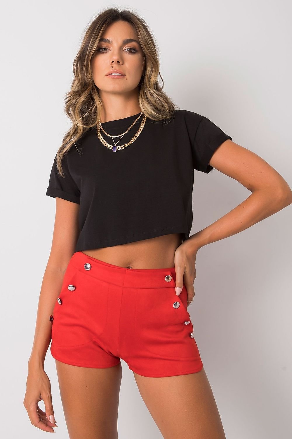 90's Cotton Cropped Crew Neck Tee - Black