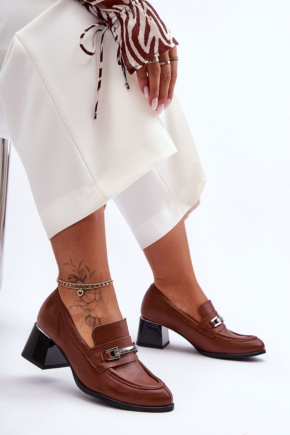 Mara Loafer Heeled Pumps - Brown