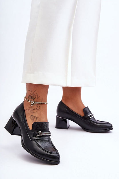 Mara Loafer Heeled Pumps - Black